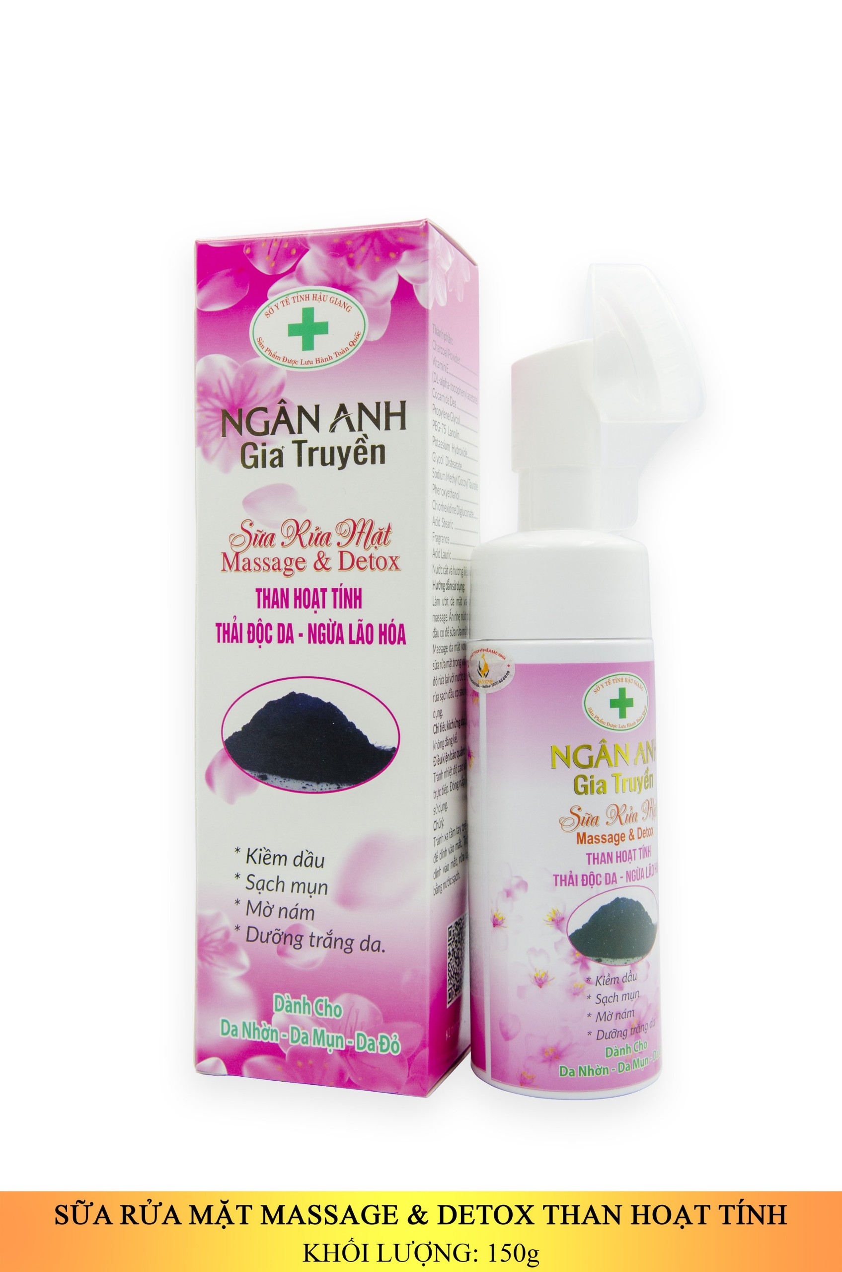 NGÂN ANH SỮA RỬA MẶT MASSAGE & DETOX THAN HOẠT TÍNH 150G