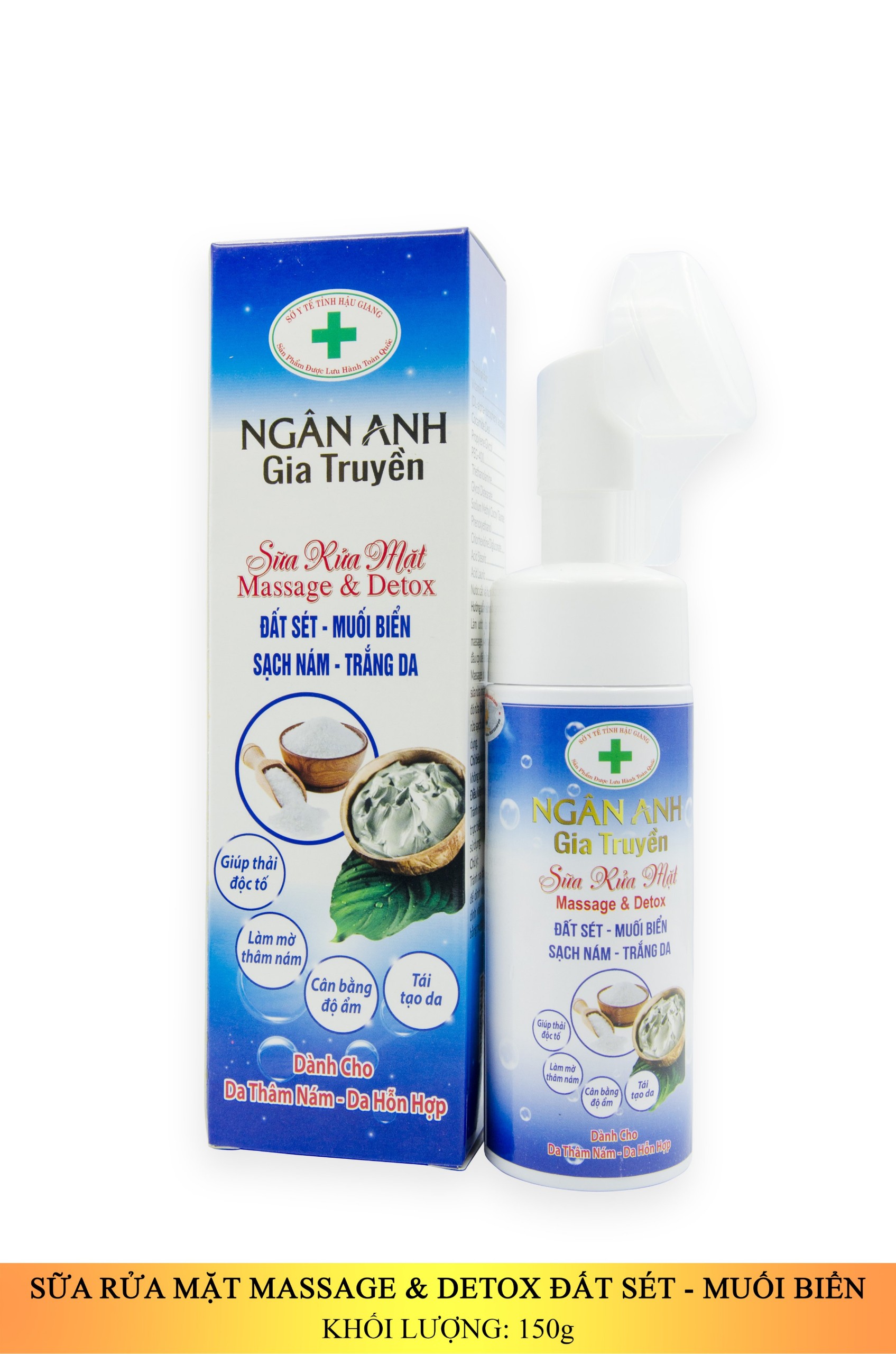 NGÂN ANH SỮA RỬA MẶT MASSAGE & DETOX ĐẤT SÉT - MUỐI BIỂN 150G