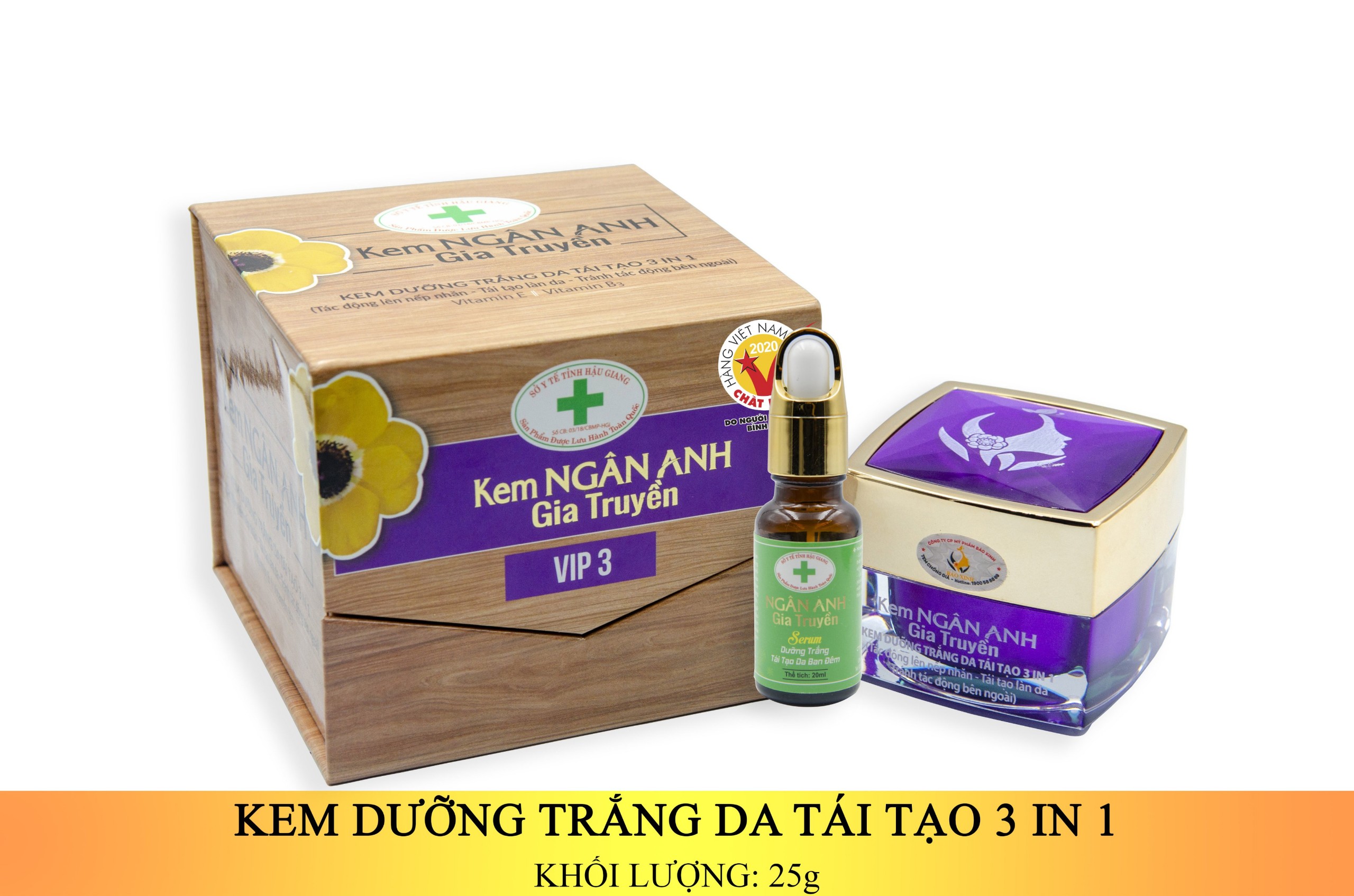 KEM NGÂN ANH DƯỠNG TRẮNG TÁI TẠO 3 IN 1 25G