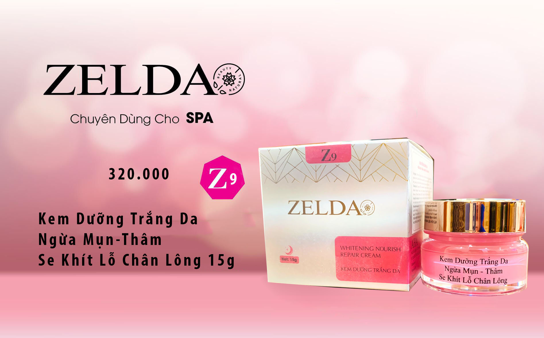 KEM ZELDA DƯỠNG TRẮNG DA CHỐNG NẮNG 15G