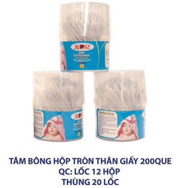 TĂM BÔNG TRẺ EM THÂN GIẤY 200 QUE