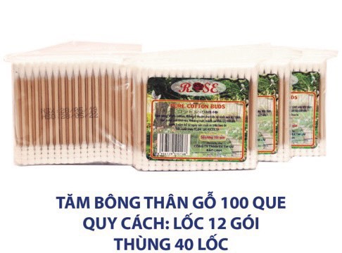 TĂM BÔNG BỊCH ROSE THÂN GỖ 100 QUE/GÓI