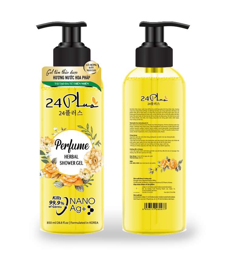 GEL TẮM THẢO DƯỢC HƯƠNG NƯỚC HOA PHÁP 24PLUS (VÀNG 850ML)