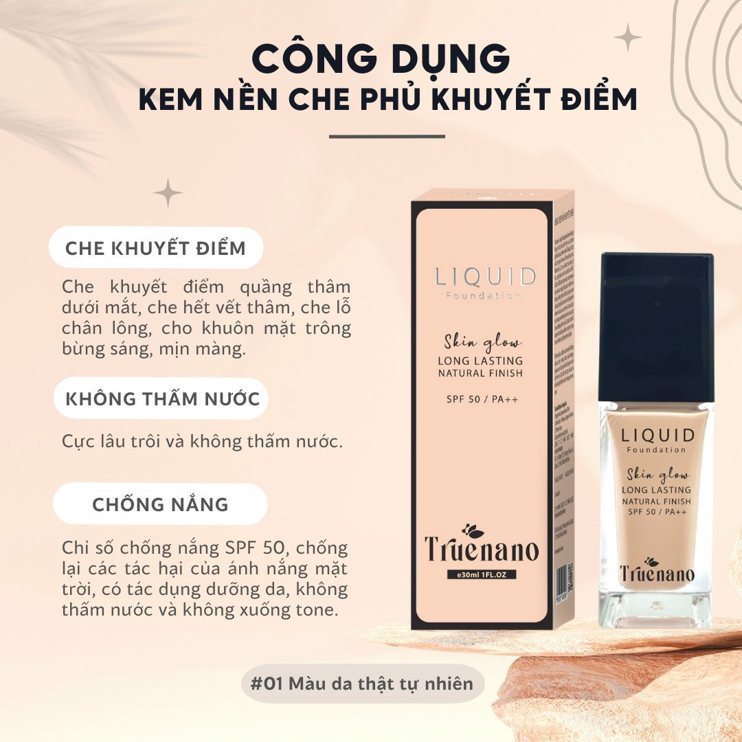 KEM LÓT TRANG ĐIỂM #01 TRUENANO LIQUID (30ML)