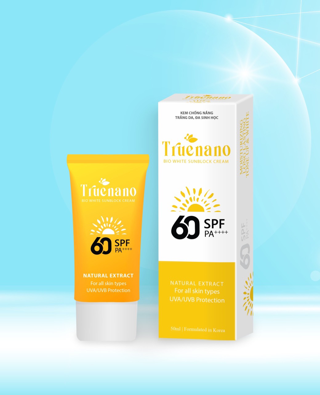 KEM CHỐNG NẮNG TRUENANO BIO - MÀU VÀNG TUÝP 50ML