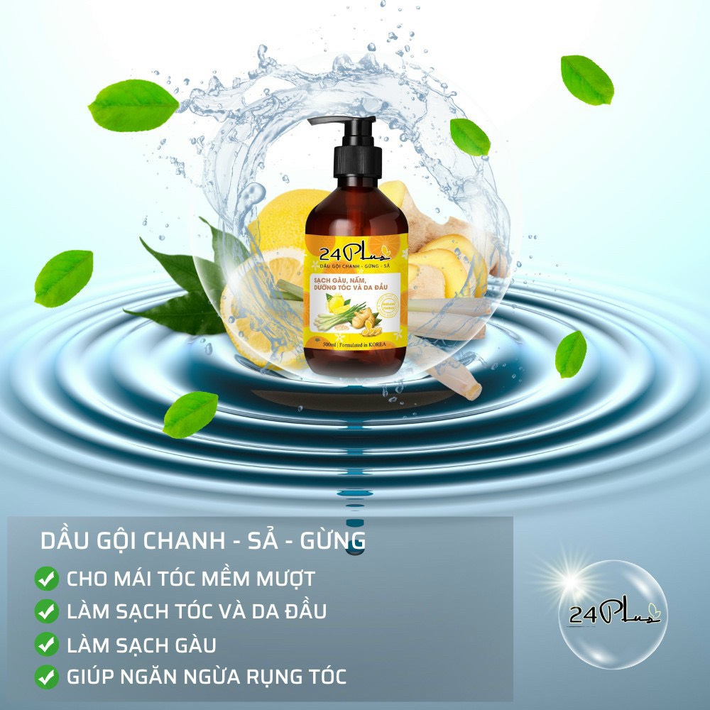 DẦU GỘI CHANH - SẢ - GỪNG 24PLUS (500ML)