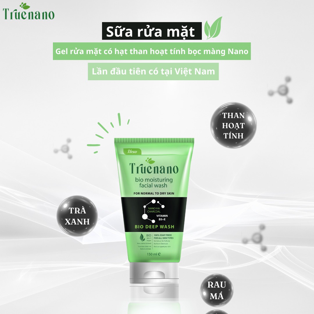 RỬA MẶT SINH HỌC TRUENANO PHÙ HỢP CHO DA KHÔ VÀ HỖN HỢP (TUÝP 150ML)